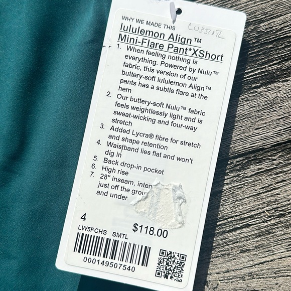 Lululemon Align High-Rise Mini-Flared Pant Extra Short Storm Teal size 4 NWT - Picture 3 of 5